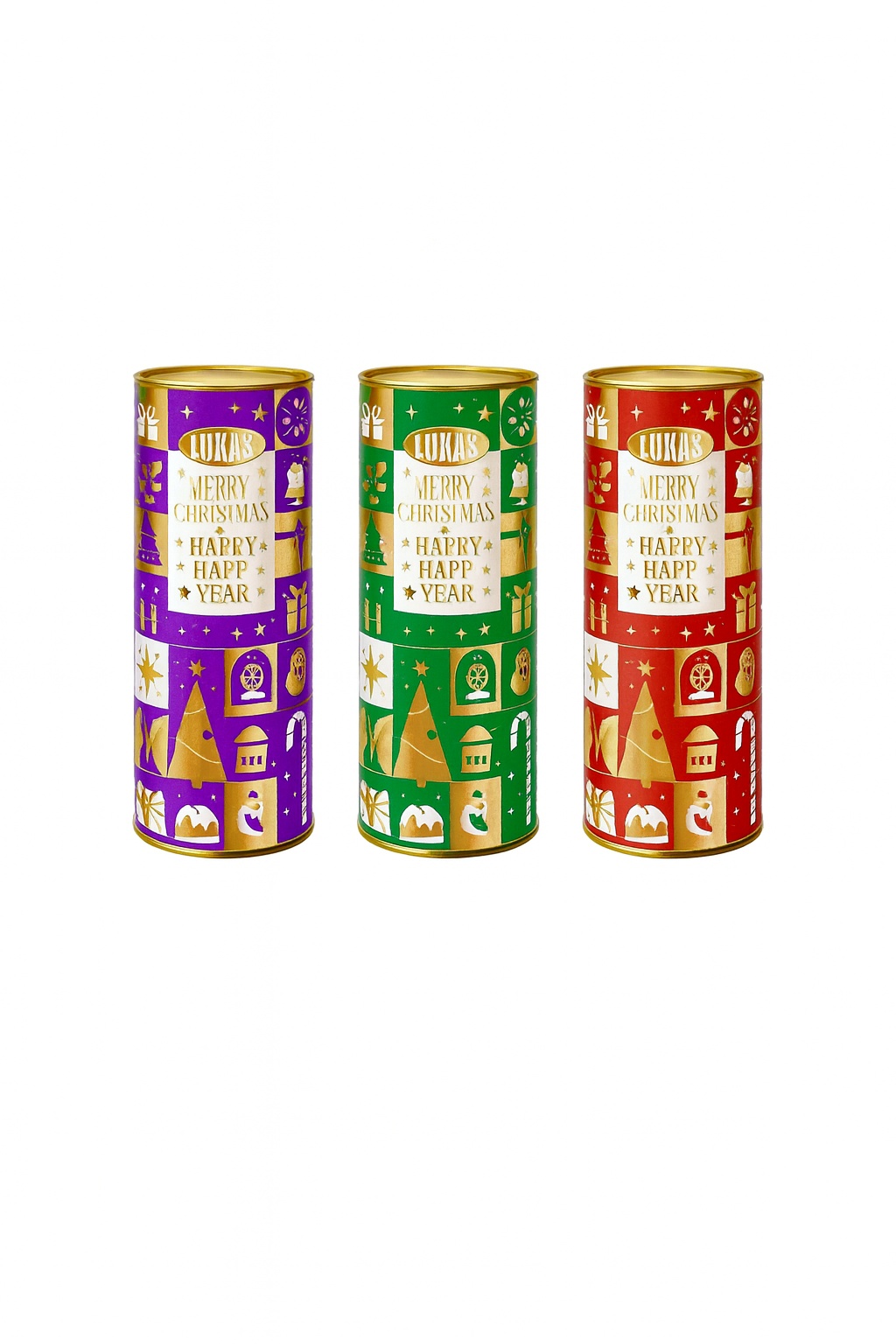 Солодкий набір подарунковий «Merry Christmas and Happy New Year!» 600гр Тубус ТМ Лукас 31 цукерка